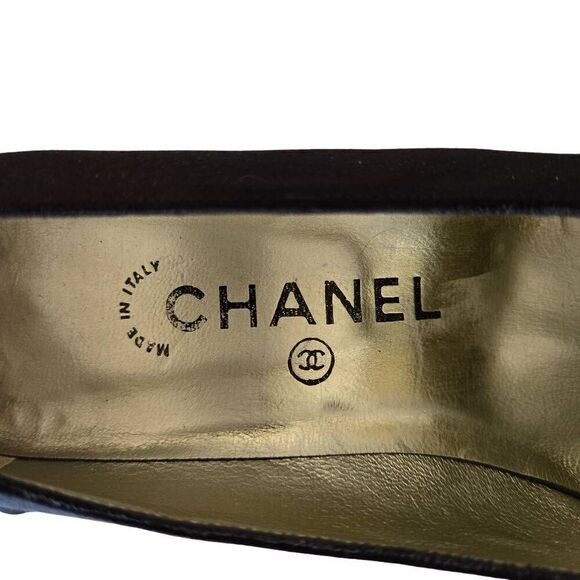 Chanel Womens Designer Satin Heels Satin Fabric Pumps Black Size 36.5 - Picture 2 of 11